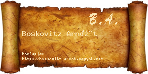 Boskovitz Arnót névjegykártya